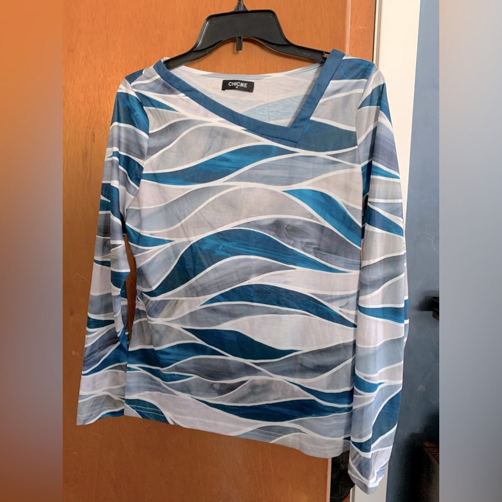 Chic Me Multi Blue/White/ Grey Blouse